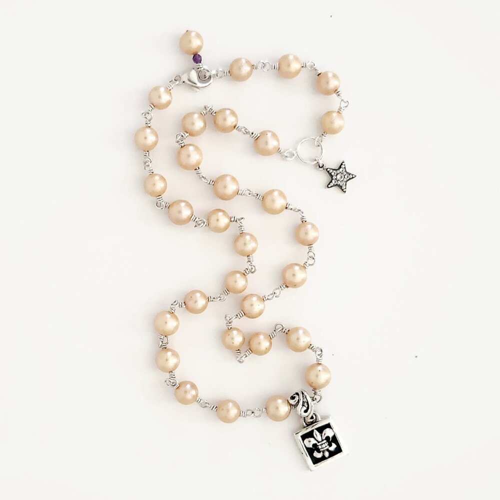 YELLOW AKOYA PEARL NECKLACE--17"